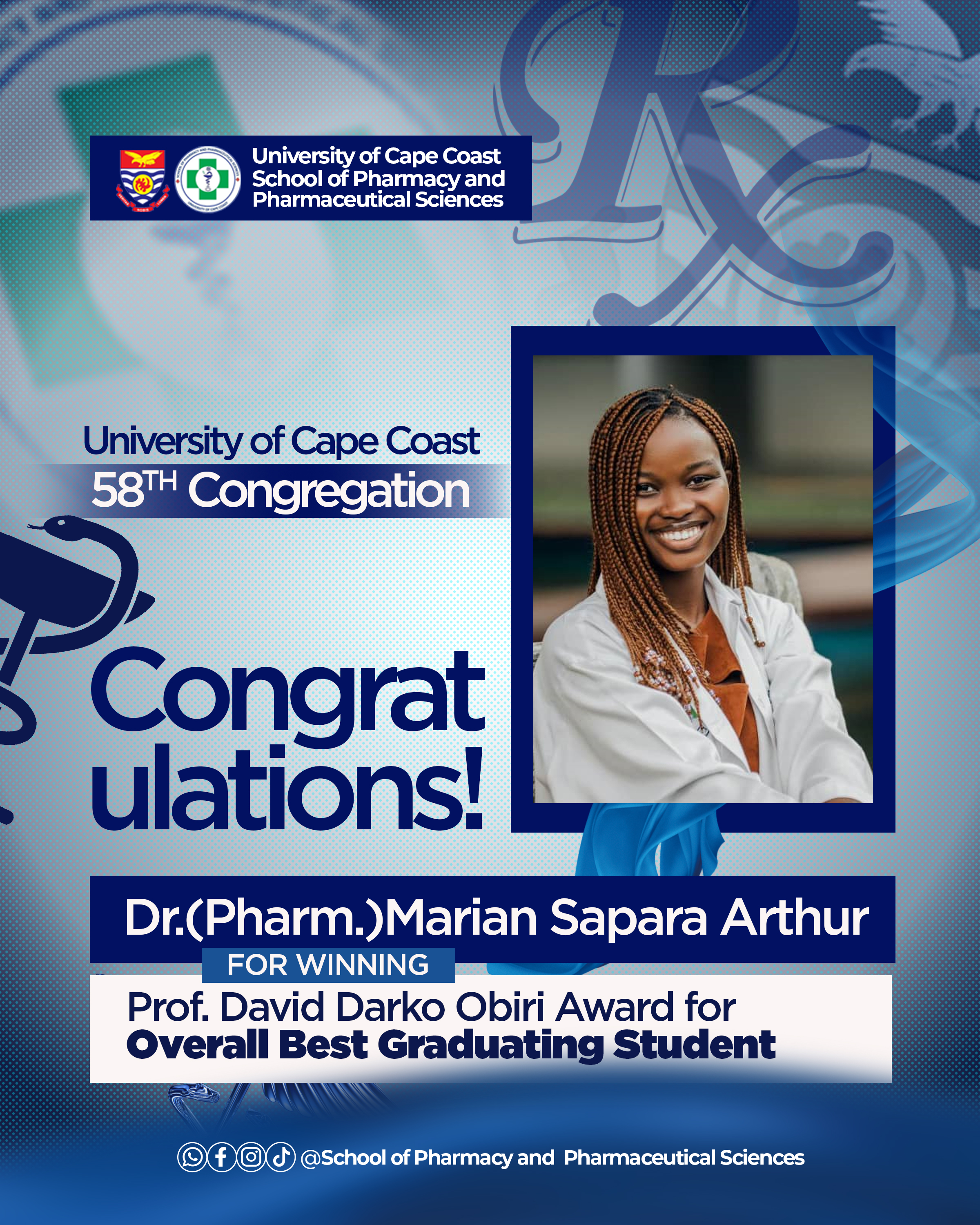 Dr.(Pharm) Mariam Sapara Arthur (Overall Best Student)