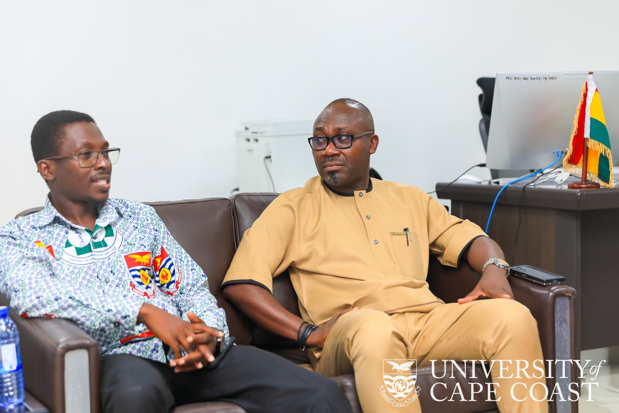 Prof Ofori-Ameyaw in a discussion with the Pro-Vice Chancellor of UCC, Professor Denis Worlanyo Aheto