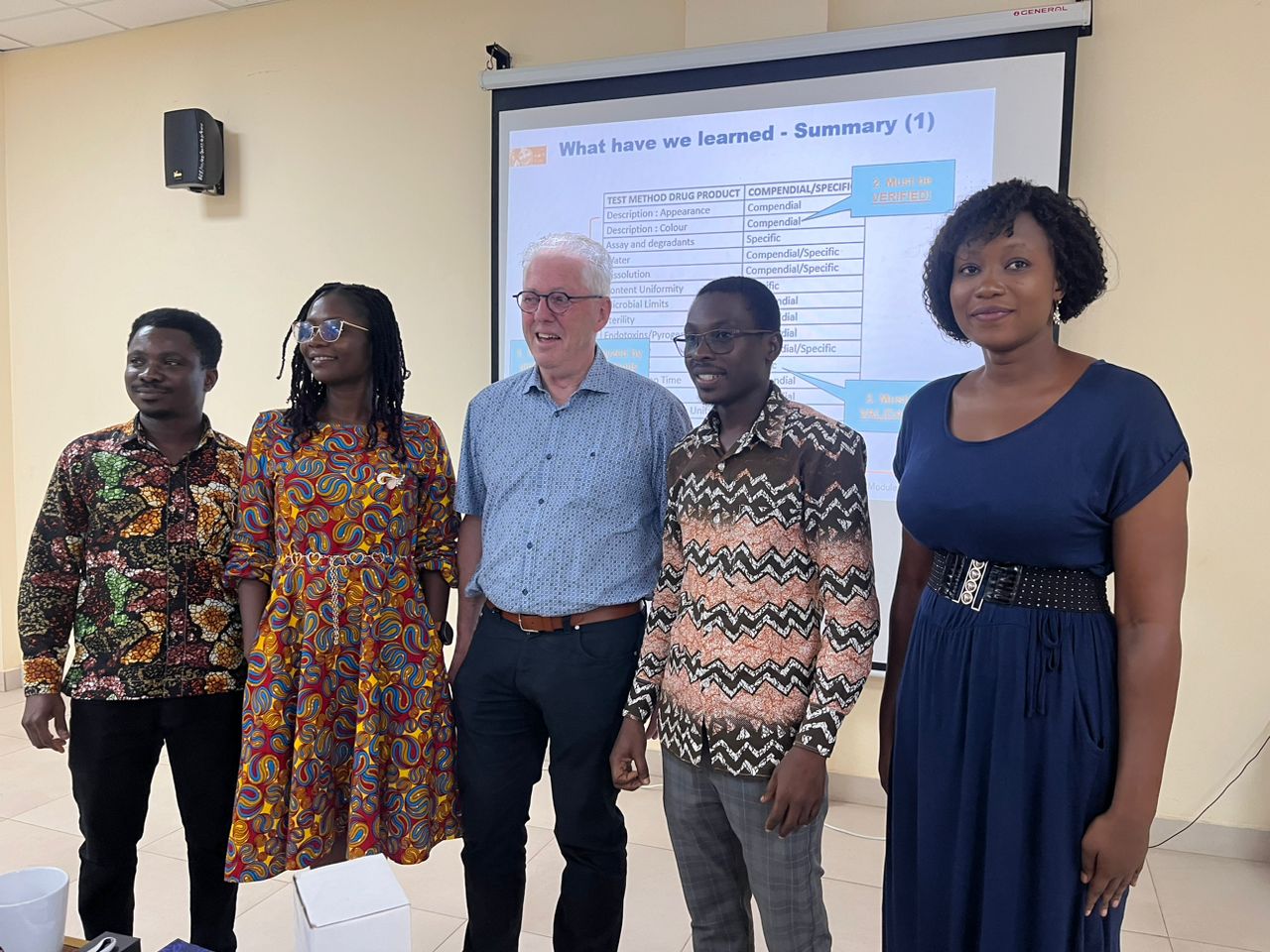 (L-R) Dr Jonathan Asante, Mrs Esther Nimo (Faculty Officer), Jos Kessels, Professor Elvis Ofori Ameyaw (Dean), Dr Prisca Sicoudoin Laurrainne Paré