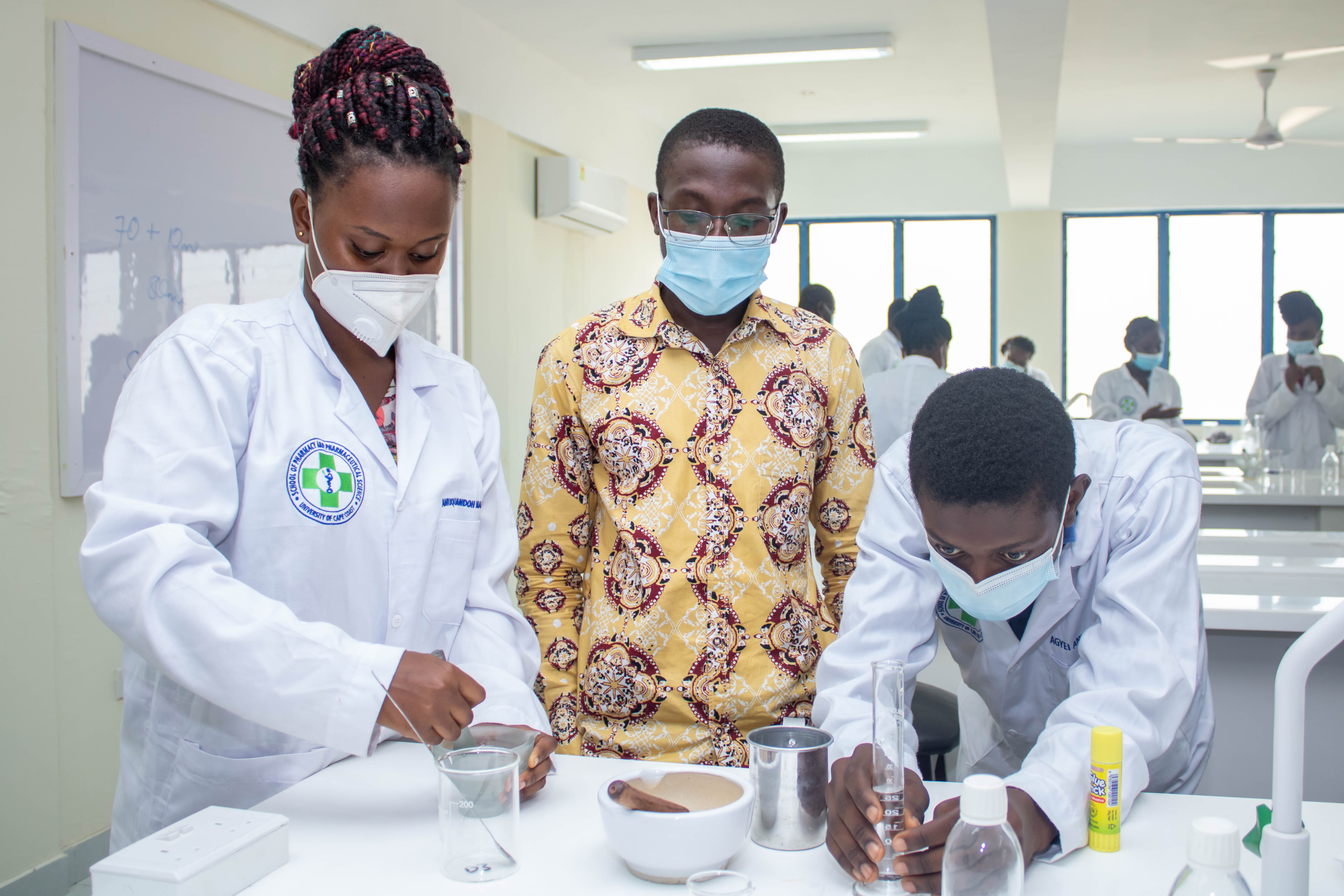 Professor Elvis Ofori-Ameyaw paying kin interested to the student's participation at the lab.