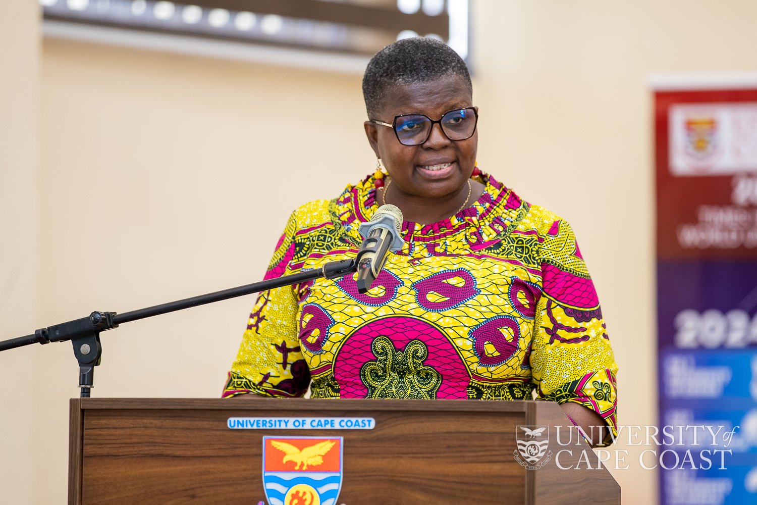 Dr. Yvonne Yirenkyiwaa Esseku speaking at the event