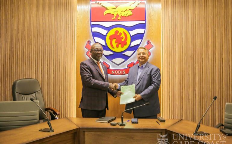 Acting Vice Chancellor of UCC, Prof. Denis W. Aheto and Mr. Dhananjay Tripathi, Chief Executive Officer of Atlantic Life Sciences
